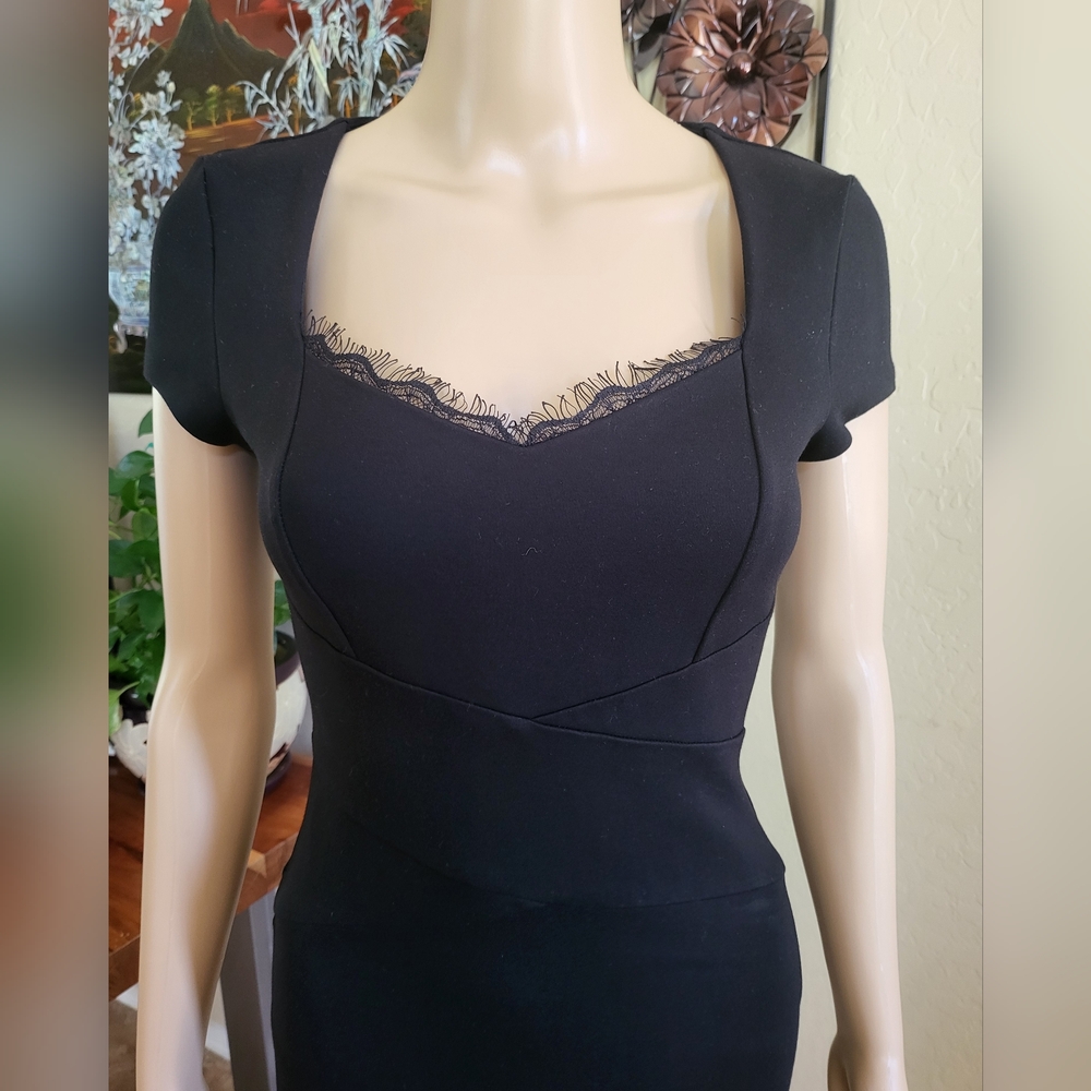 Bebe Women's Elegant Black Dress with Lace Detail